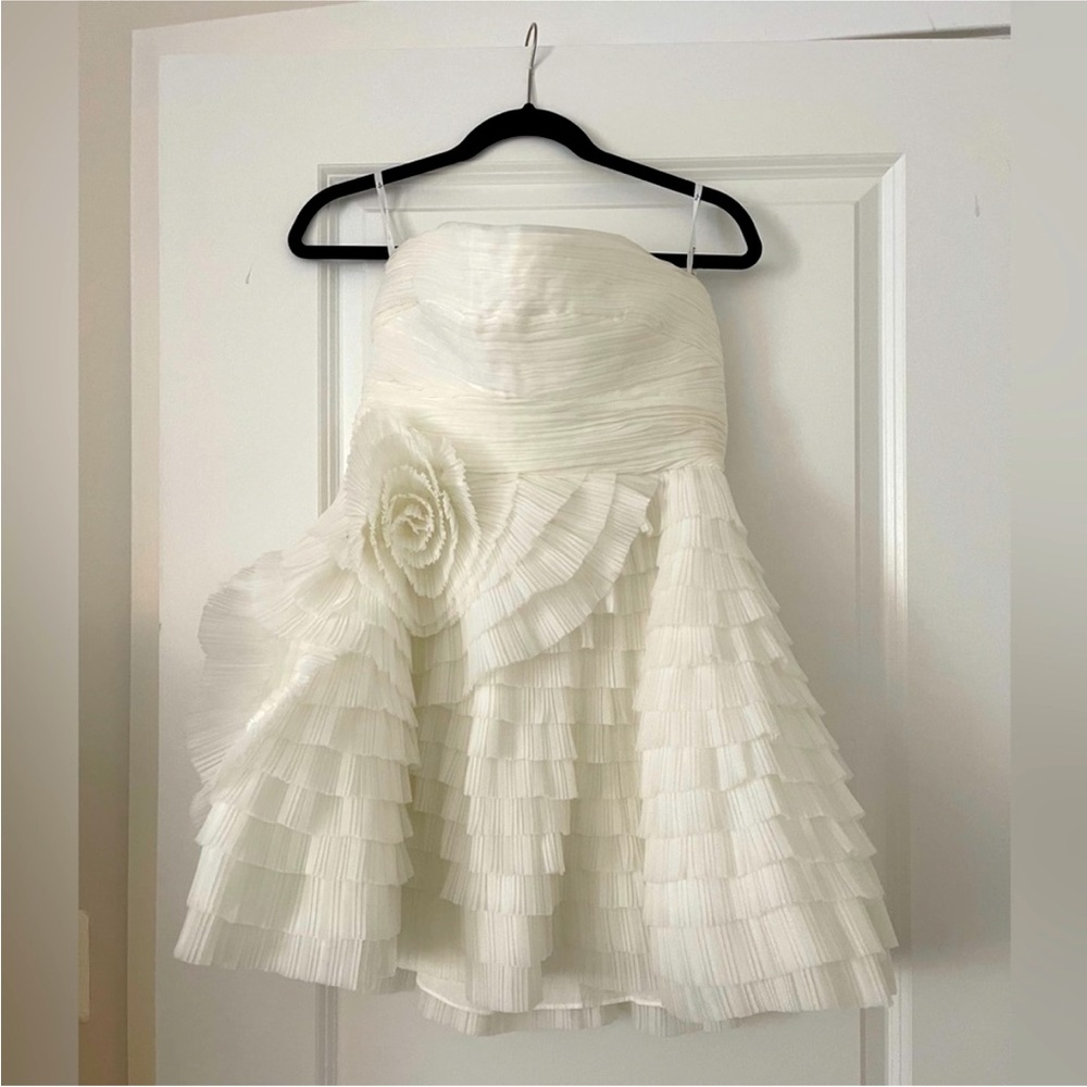 Aje Sculpture Strapless Pleated Minidress